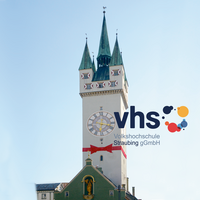 Stadtturm Straubing mit Schleife & VHS-Logo